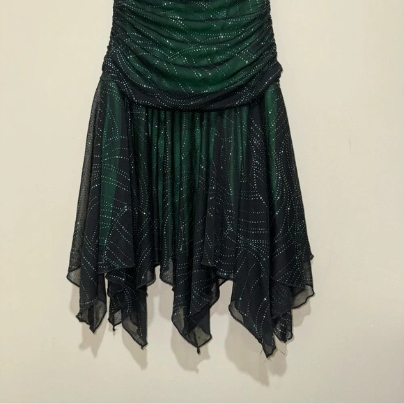 Women’s Jessica Y2K Green Black Sparkle Mesh Tube Top Party Formal Dress Size: 6 - Picture 11 of 15